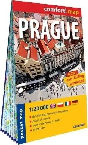 Harta turistike Comfort!Map City Plan Prague, 1:20 000, plastifikuar, shumëngjyrëshe