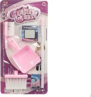 Set pastrimi lodër Adar 356771, furçë me shkop plastik, lopatë dhe furçë e vogël, rozë