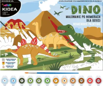 Set pikturimi Derform KIDEA Dinosaurs, pikturo sipas numrave, për fëmijë, shumëngjyrësh