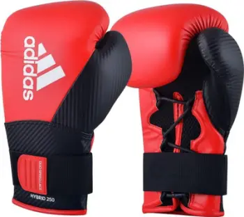 Doreza boksi Adidas Hybrid 250TG, 12oz, të zeza me të kuqe