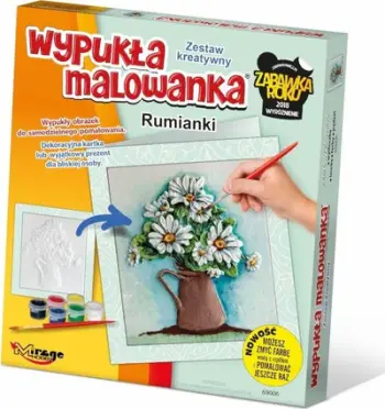 Set pikture 3D Mirage Hobby Convex Coloring Chamomile Flowers, për ngjyrosje, me bojëra akrilike