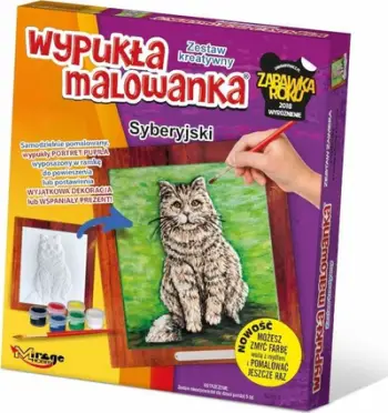 Set pikturimi konveks Mirage Hobby Siberian Cat, figurë plastike, bojëra akrilike, shumëngjyrësh