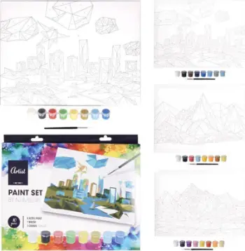 Set pikture me numra Daco Paint By Numbers F1, kanavacë 30x40cm, bojëra akrilike, shumëngjyrësh