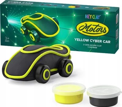 Set plasteline Hey Clay Cyber Auto, model makine, e verdhë - 1
