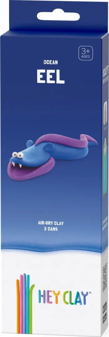 Set plasteline Hey Clay Eel Tm Toys, 3 doza, shumëngjyrësh