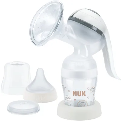 Set pompë gjiri manuale me biberon Perfect Match, ergonomike, transparente - 1