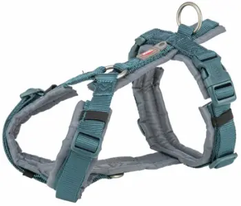 Set qafore dhe kapëse për qen Trixie Premium Trekking, 32-38 cm, petrol blue dhe gri grafit