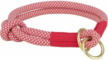 Set qafe dhe litar Trixie Soft Rope Half Slip, 40 x 1 cm, për qen, e kuqe krem