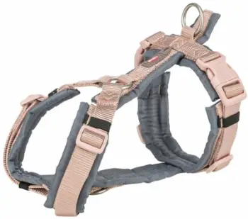 Set qafe dhe zinxhir Trixie Premium Trekking Blush Graphite Grey, 70 85 cm, 2.5 cm, rozë gri