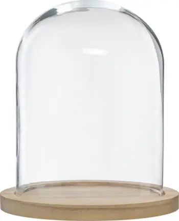 Kupë dekorative me xham Atmosphera, bazë druri natyral, 23cm