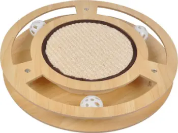 Lodër interaktive për mace Love Story Round, Ø35cm, dru, bezhë