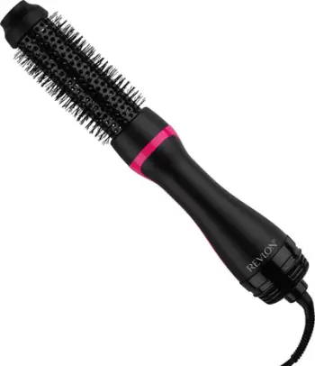 Furçë tharëse flokësh Revlon One-Step Style Booster, furçë e rrumbullakët, stilim dhe tharje, e zezë rozë