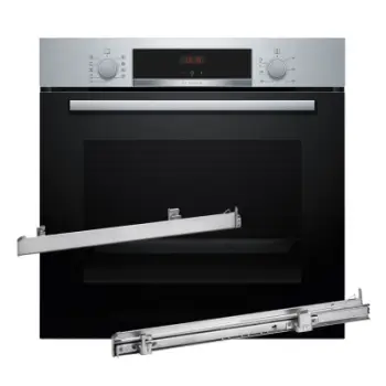 Set furrë e integruar Bosch HBA514BS3 me udhëzues teleskopik HEZ538000, 71L, inoks e zezë
