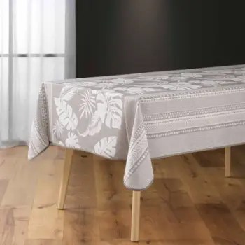 Mbulesë tryeze Bricoline Rectangular, 150x240 cm, kundër njollave, bezhë e bardhë me motive
