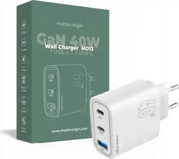 Karikues muri Mobile Origin MO13 GaN, 40W, 1x USB A 2x USB C, i bardhë
