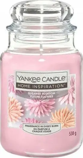 Qiri Yankee Candle Home Inspiration Sugared Blossom, kavanoz xhami, 538g, rozë