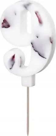 Kandil numri Flower 8cm, dekor për tortë, i bardhë