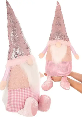 Figurine dekorative Saska Christmas Elf Dwarf Santa, 50cm, rozë