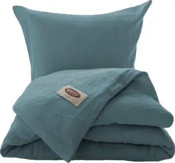 Set posteli Cotton Muslin Bedding, 160x200 cm, muslin pambuku 100%, ngjyrë turkeze
