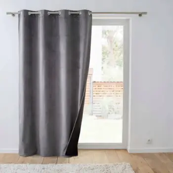 Perde termike Douceur d'intérieur, dy shtresa fleece, 140x260 cm, gri