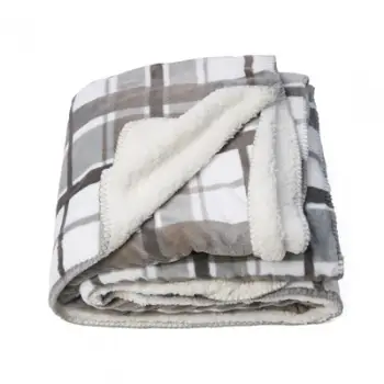 Batanije HEINNER Gray Checkered, pelush sherpa, 160x200 cm, gri