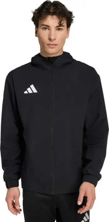 Xhaketë shiu për meshkuj Adidas Entrada 22, rezistente ndaj ujit dhe erës, me kapuç, e zezë