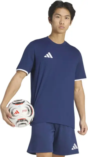 Bluzë sportive Adidas ENT22 për meshkuj, mëngë të shkurtra, logo Adidas, e kaltër e errët
