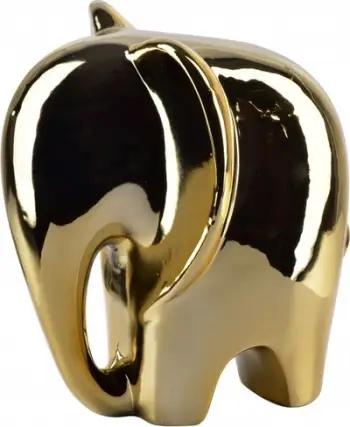 Figurë dekorative Lumarko Elephant, qeramike, 15x13x16.4cm, e artë