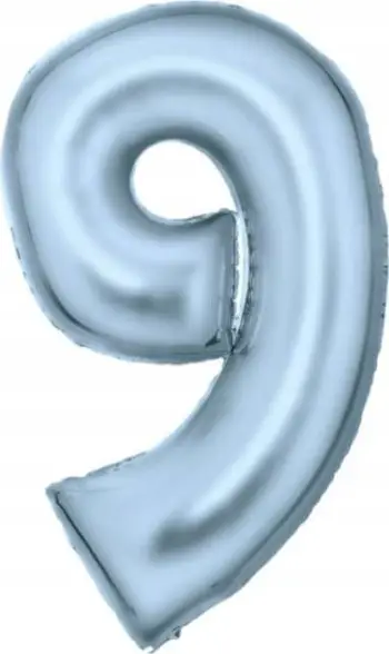 Balonë folie numri 9, 86cm, pastel blu
