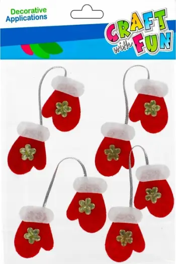 Ornament dekorativ Craft with Fun Christmas Self-Adhesive Felt Glove, set 4 copë, vetëngjitës, shumëngjyrësh
