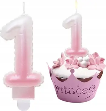 Qiri ditëlindjeje Godan Number 1, 7cm, perle rozë