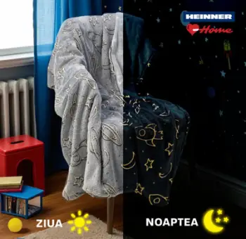 Batanije fosforeshente Space, flanel poliester, 200x220 cm, shumëngjyrëshe