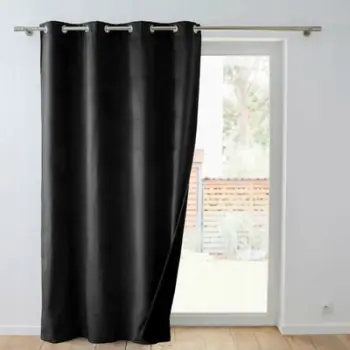 Perde blackout Douceur d'intérieur, velur i stampuar, 140 x 260 cm, e zezë