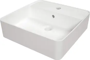 Lavaman Deante countertop, qeramik, me hapësirë për bateri, i bardhë