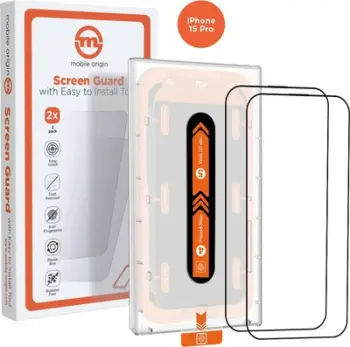 Mbrojtës ekrani Mobile Origin Orange për iPhone 15 Pro, 2 copa, me aplikues