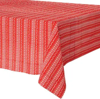 Mbulesë tryeze Natal Domestico Red Cloth, 130x180 cm, e kuqe me dekor Krishtlindjesh