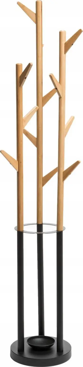 Stendë rrobash 5five Simply Smart Bamboo Clothes Rack Umbrella Stand, bambu, me mbajtëse çadrash, natyrale e zezë