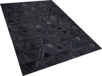 Tapet Beliani KASAR, lëkurë natyrale, 140x200 cm, i zi