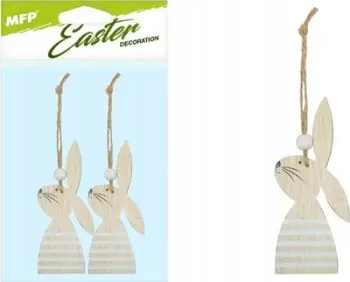 Ornament varës MFP Hares, dru natyral, set 2 copë, bezhë