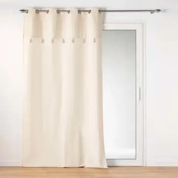Perde dritareje Douceur d'Intérieur, 140x240cm, me halka, me pupla dekorative, bezhë