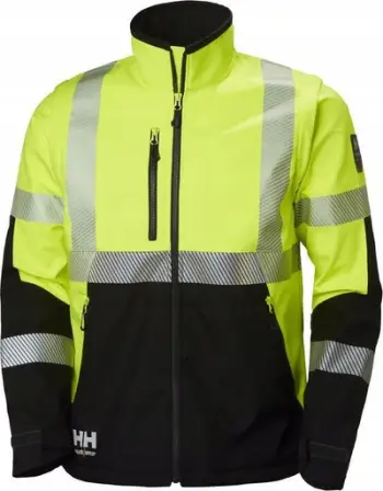 Xhaketë softshell sigurie Helly Hansen ICU HI VIS Class 3, reflektuese, për meshkuj, e verdhë e zezë