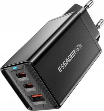 Karikues muri Essager GaN, 67W, 2x USB-C 1x USB-A, i zi