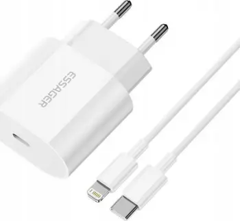 Karikues me kabllo ESSAGER, USB C në Lightning, karikim i shpejtë, i bardhë