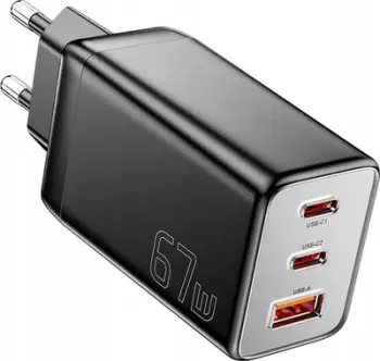 Karikues muri Essager GaN, 67W, 2x USB C 1x USB A, i zi