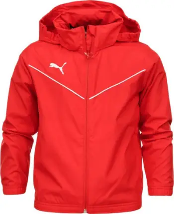 Xhaketë sportive Puma teamRISE All Weather Jr, me kapuç, rezistuese ndaj motit, e kuqe
