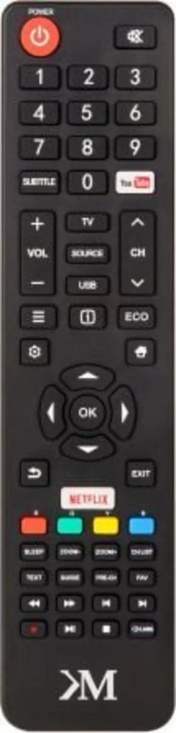 Telekomandë për TV Kruger Matz KM0243FHD S KM0240FHD S3, zëvendësuese, e zezë