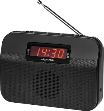 Radio portative analoge Kruger&amp;Matz KM0825, FM AM, me alarm të dyfishtë, e bardhë