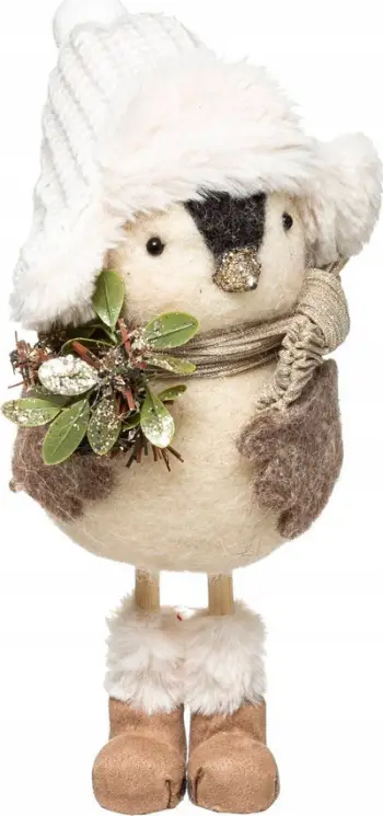Figurinë dekorative Krishtlindjesh Fééric Christmas Penguin, 26cm, me lule, bezhë
