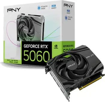 Kartë grafike PNY GeForce RTX 5060, 8GB GDDR7, Single Fan, e zezë