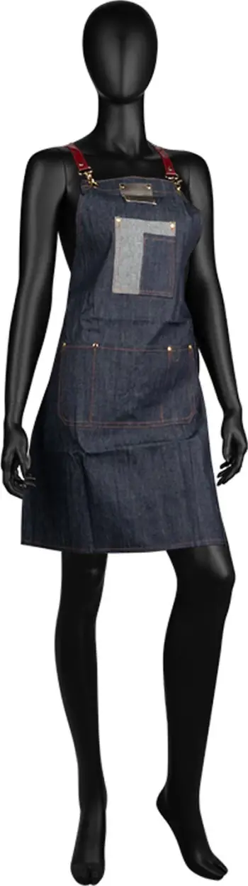 Përparëse berberi Activeshop Barber Apron BB-17, xhins, me xhepa, blu e errët